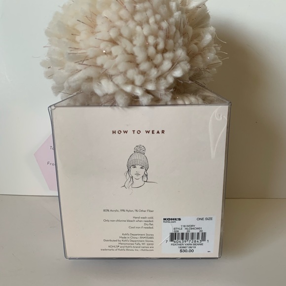 Lauren Conrad Pom Pom Hat Beanie. NIB. Cream NIB - Picture 5 of 5